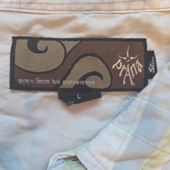 Prana Short Sleeve Button up Shirt Mens L Plaid Pocket Surf Casual Hiking Nature - Picture 2 of 10